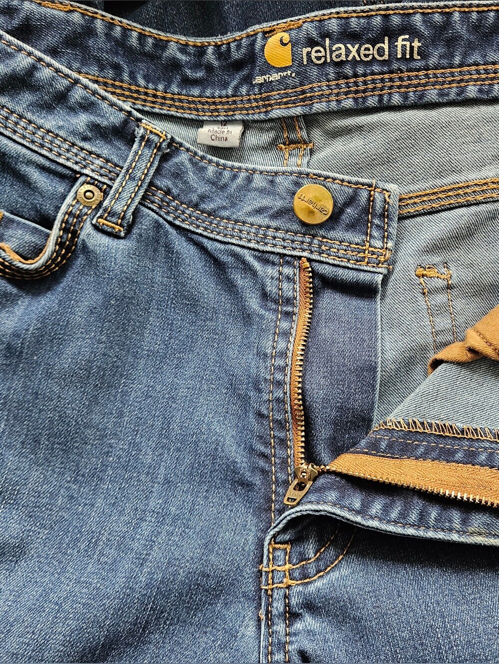 CARHARTT Relaxed Fit Mid-high Straight Leg Classic Five-pocket Size 12Tall Jeans - Picture 6 of 9